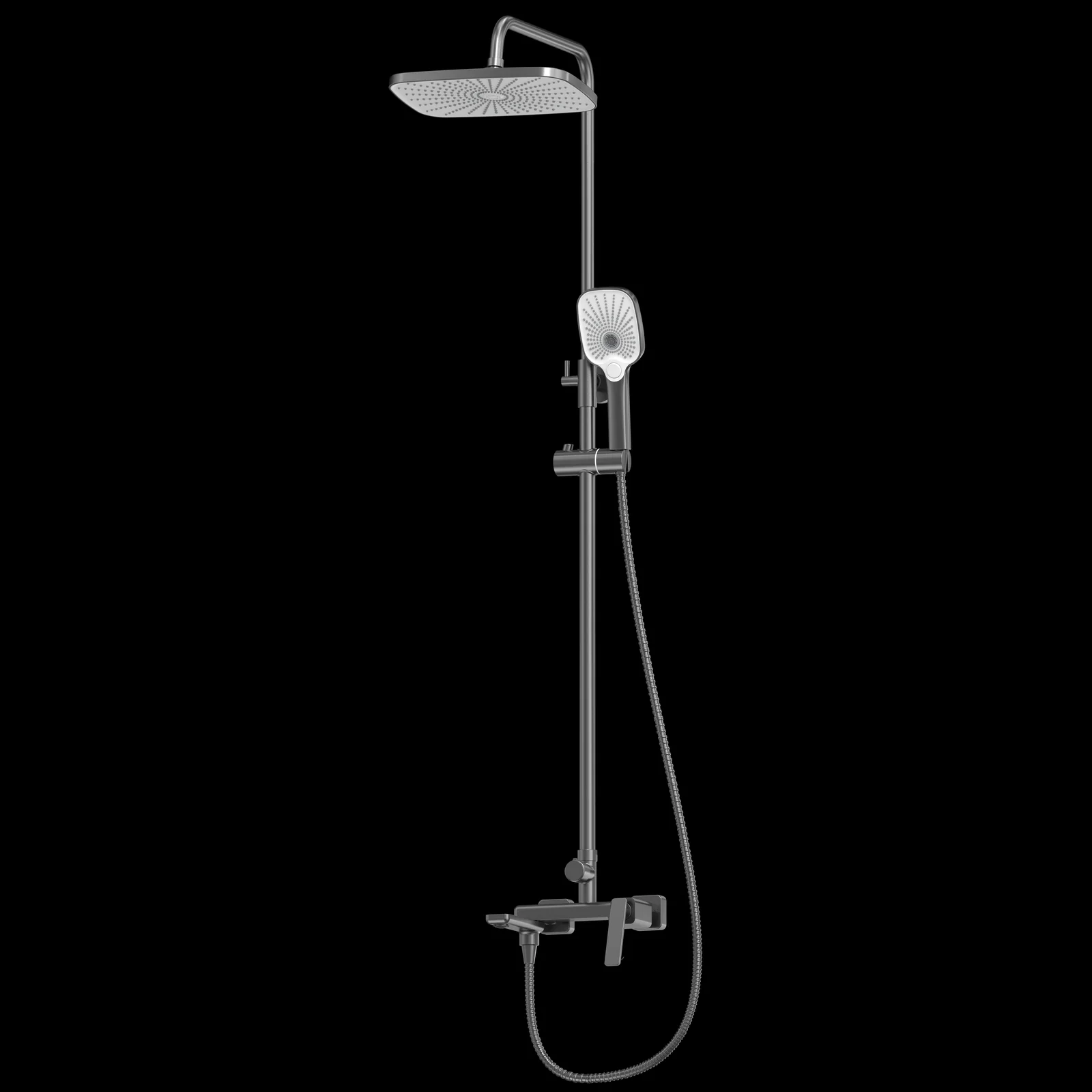 Thermostatic shower column with stable temperature control for hotels and care facilities