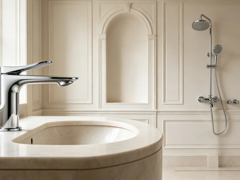 French style bathroom with chrome basin faucet and shower column for B2B specification